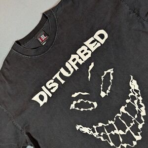 Vintage 90s Disturbed Smile Face Rock Giant Tag Band T-Shirt Size XXL